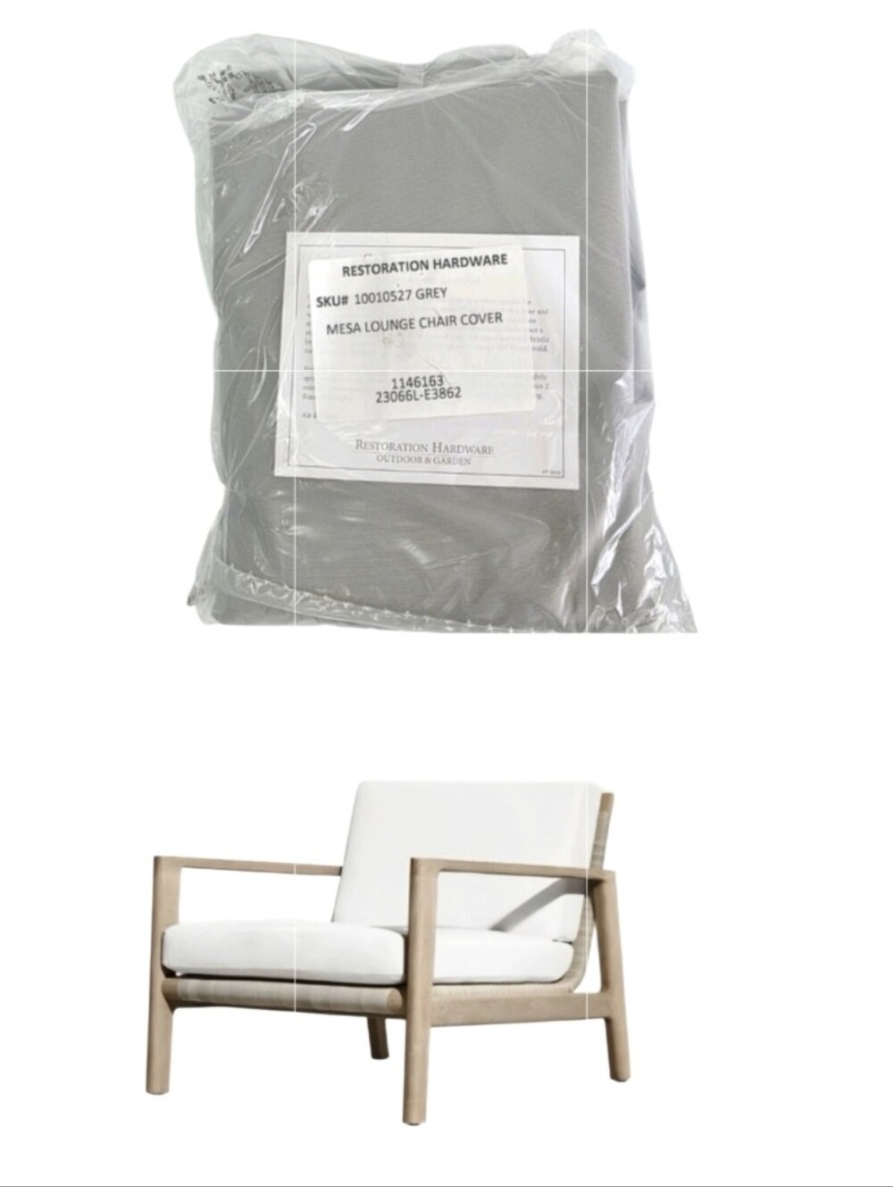 RH Restoration Hardware Mesa Lounge Chair Cover Grey Slipcover NEW 1146163